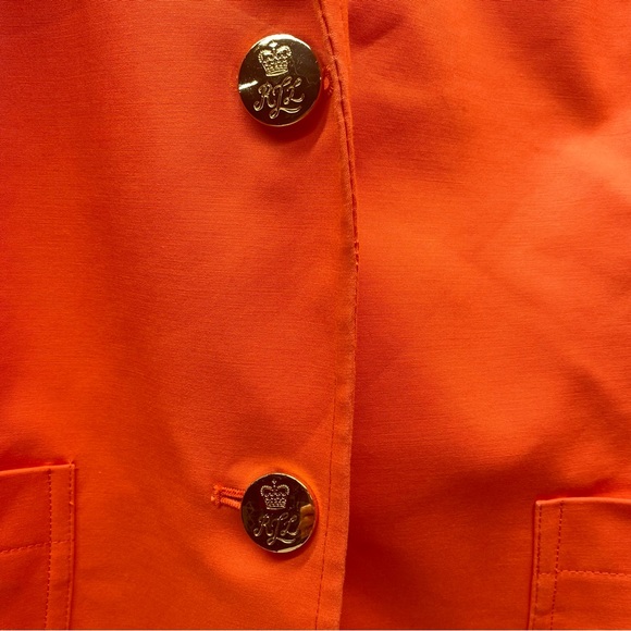 Ralph Lauren Orange Blazer Tailored Suit Jacket W 20W Gold Buttons Pockets - Picture 6 of 15
